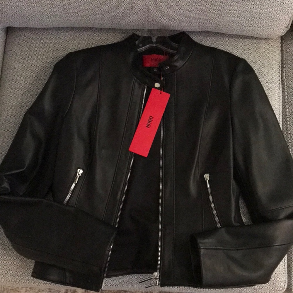 NWT HUGO Genuine Soft Leather Jacket, Black XS, Excellent Brand New, Luxury